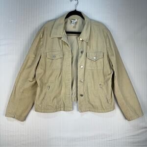 Talbots Tan Corduroy Cotton Denim Blazer Jacket Women’s Size Medium Button Front
